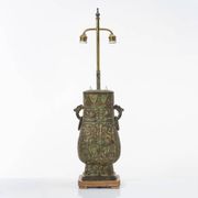 Billy Haines style table lamp in patinated bronze "verdigris" 1960s