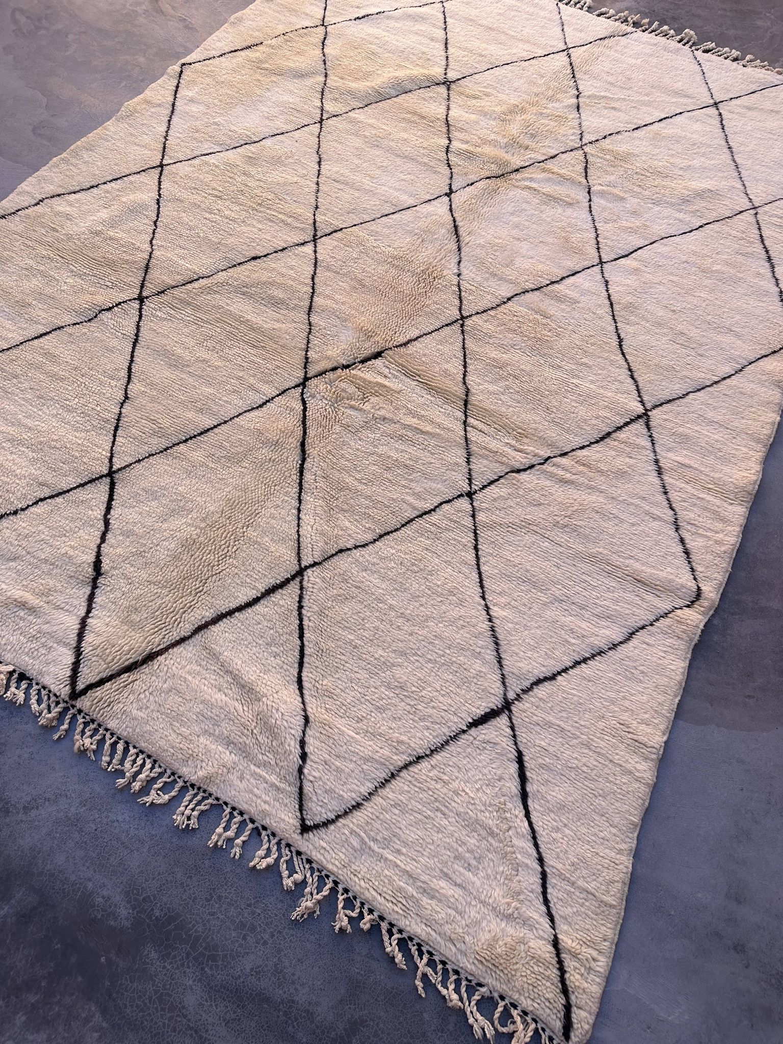 Tapis Marocain Beni M'Rirt blanc - 26 x 304 cm