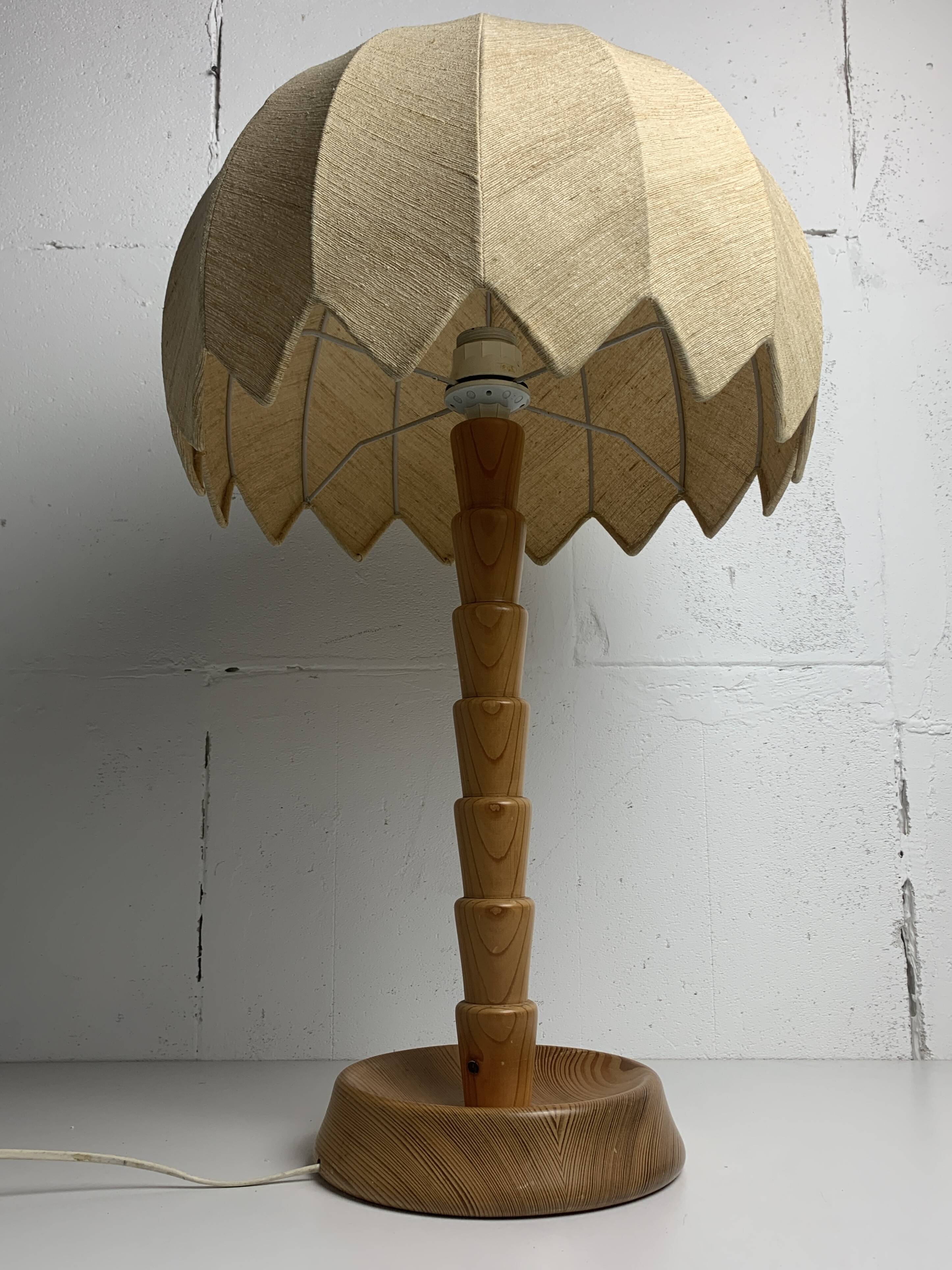 XL pine palm table mushroom lamp by Temde Switzerland, 1970s