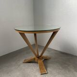 Art deco mirror pedestal table in walnut 1930