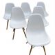 6 white DSW chairs by Vitra