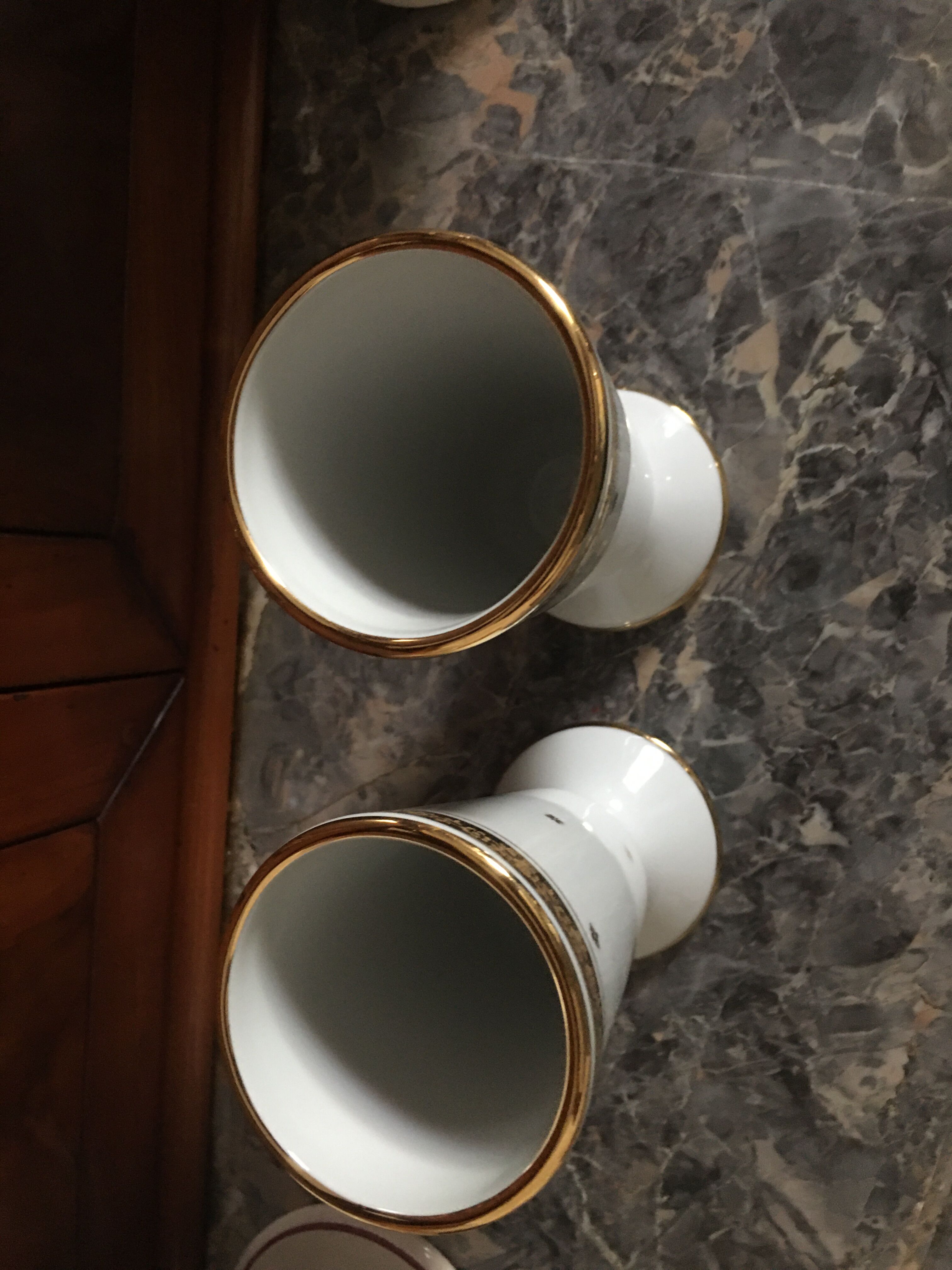 Pair of mazagrans in Limoges porcelain