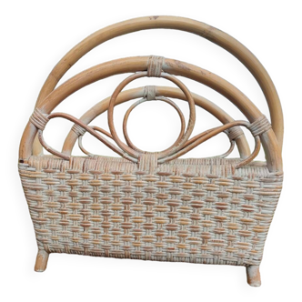 Vintage wicker magazine rack