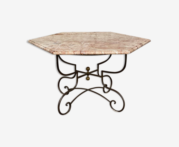 Wrought Iron And Marble Garden Table Selency Wrought Iron And Marble Garden Table, Wrought Iron Garden Console Table