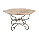 Table de jardin fer forgé et marbre