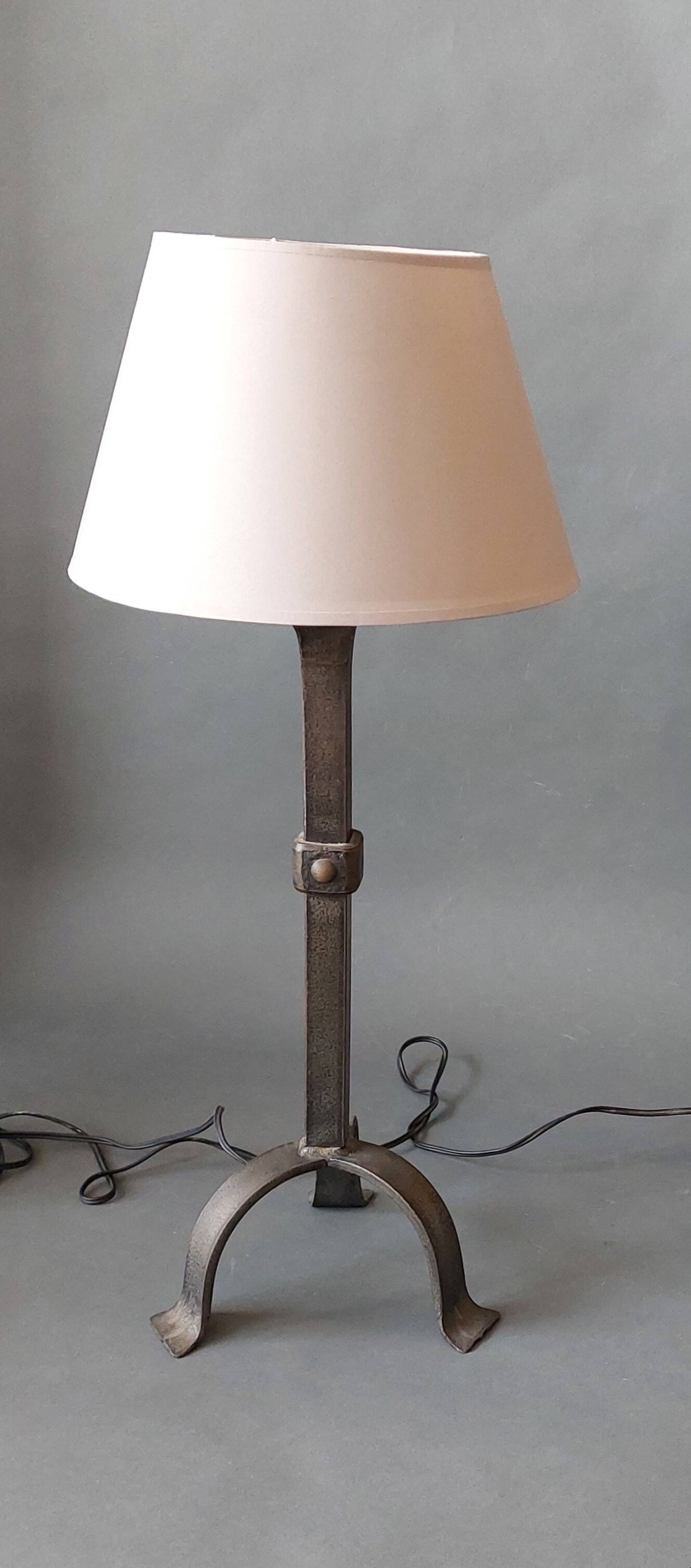 Pair of Brutalist style lamps in wrought iron 1950.