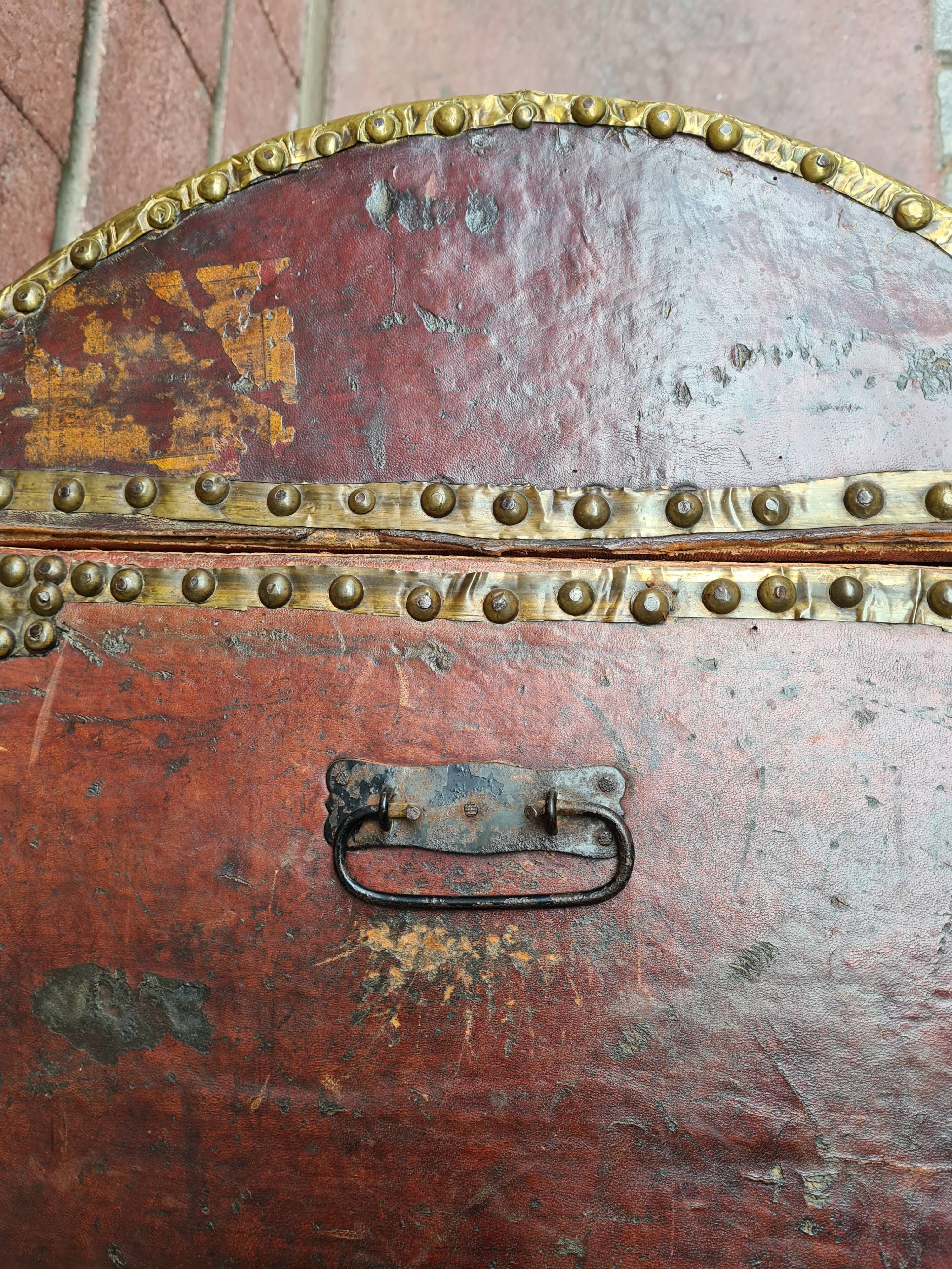 Wooden box and antique leather