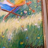 Huile sur toile peinture authentique et signée Claude Fossoux 64,5x56 cm avec cadre