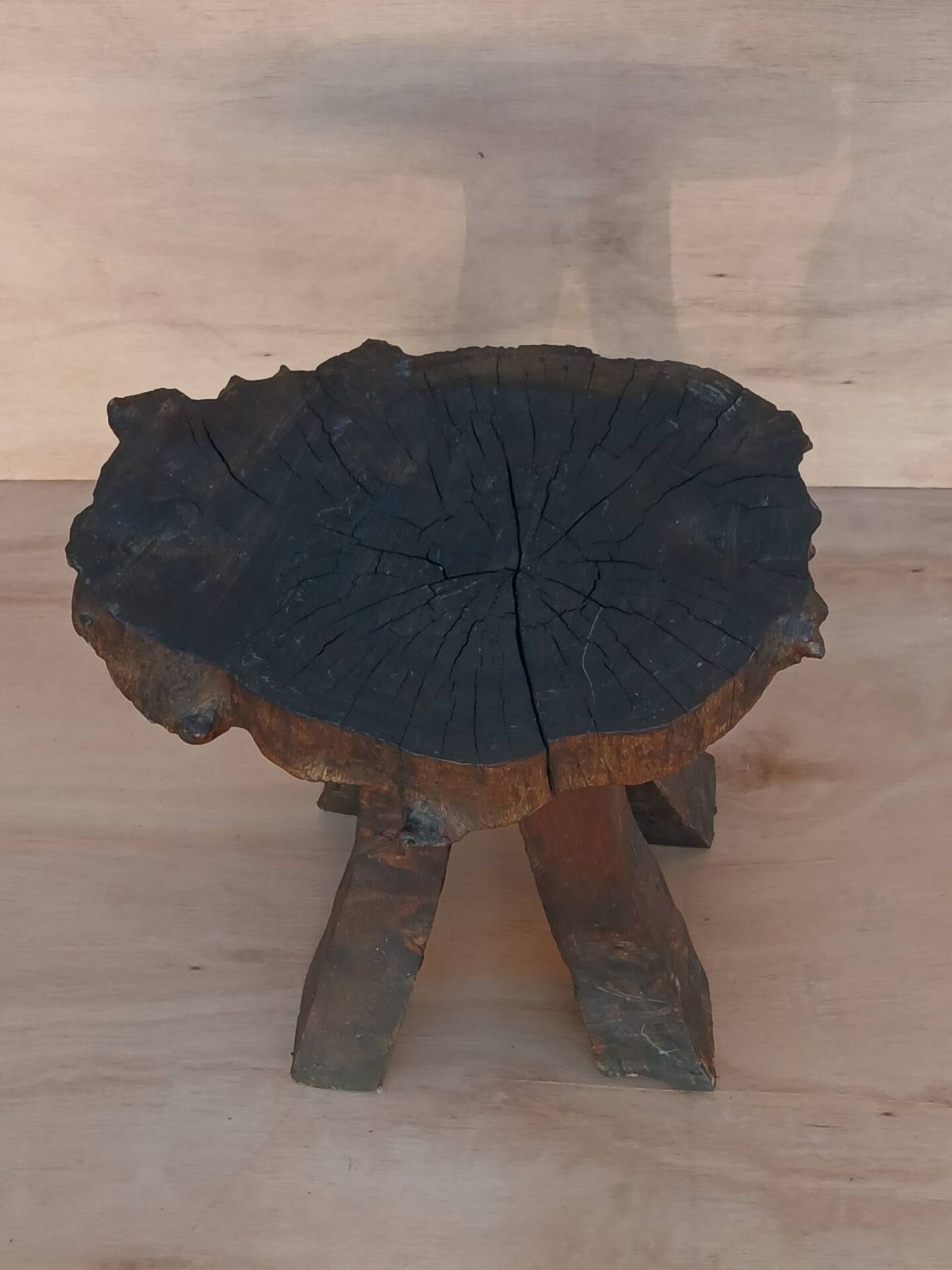 Brutalist oak stool