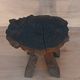Tabouret brutaliste en chêne