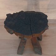 Brutalist oak stool