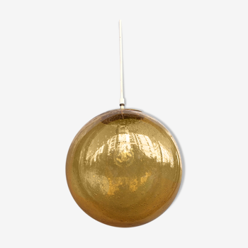 Large amber blown glass ball hanging 1950