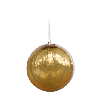Large amber blown glass ball hanging 1950