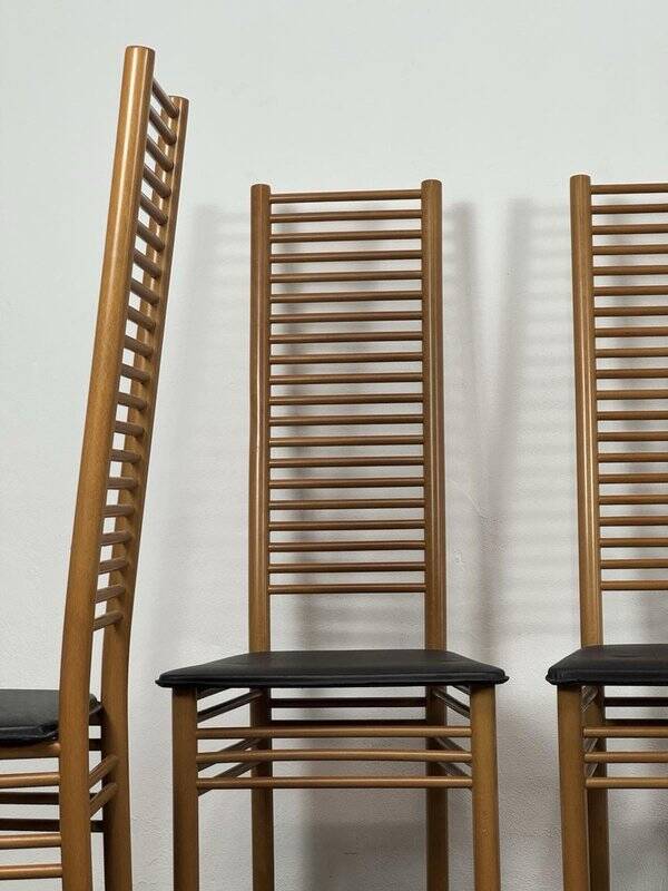 Ladder Back Dining Chairs, Italy, 1980, Set of 4