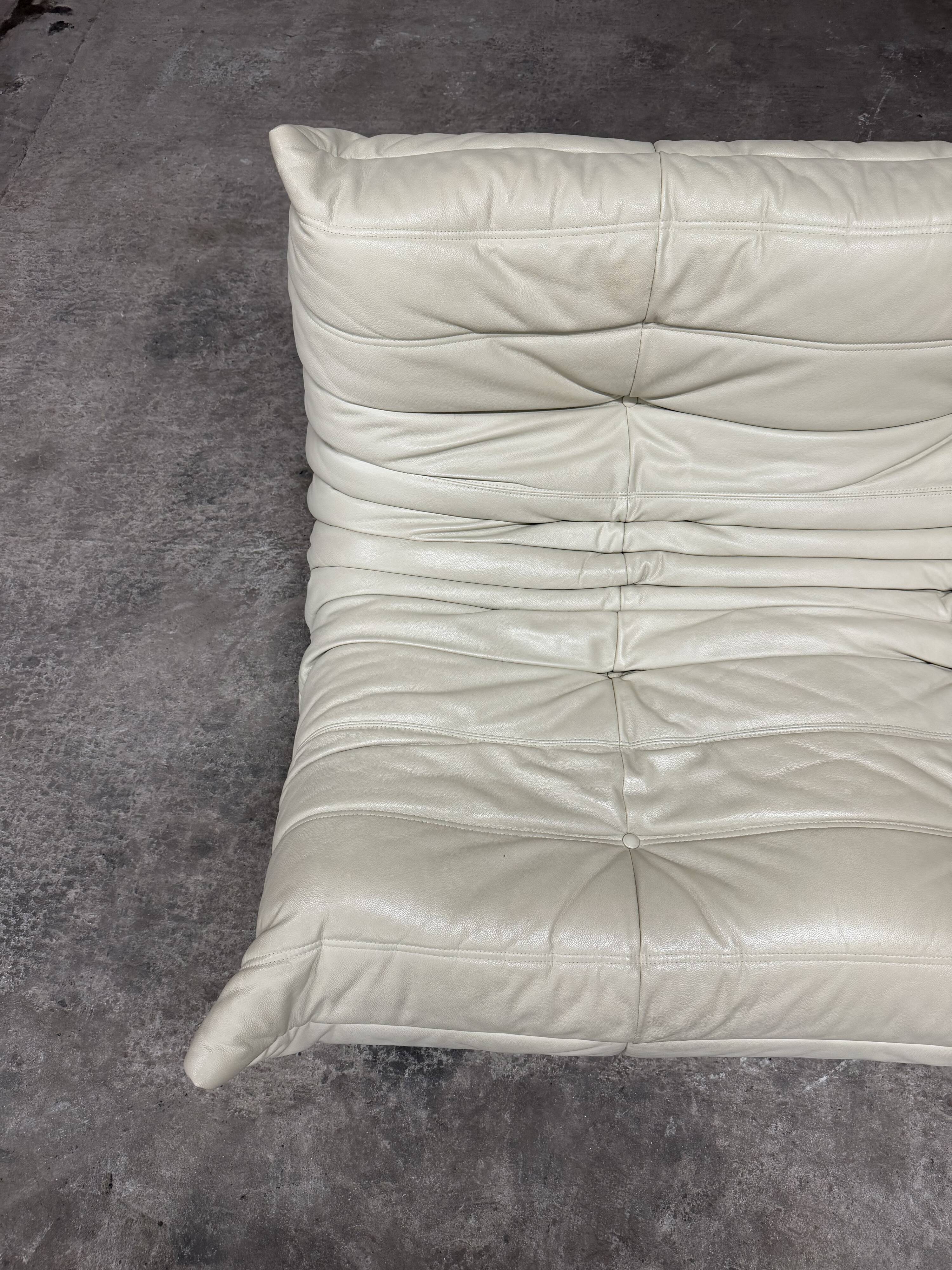 100% authentic Ligne Roset Togo 2-seater + 3-seater, original beige leather.