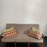 Vintage Scandinavian teak lounge — 3-seater sofa and two armchairs.