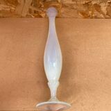 Ancien Vase Soliflore Opaline Blanche Avec Reflets Vintage