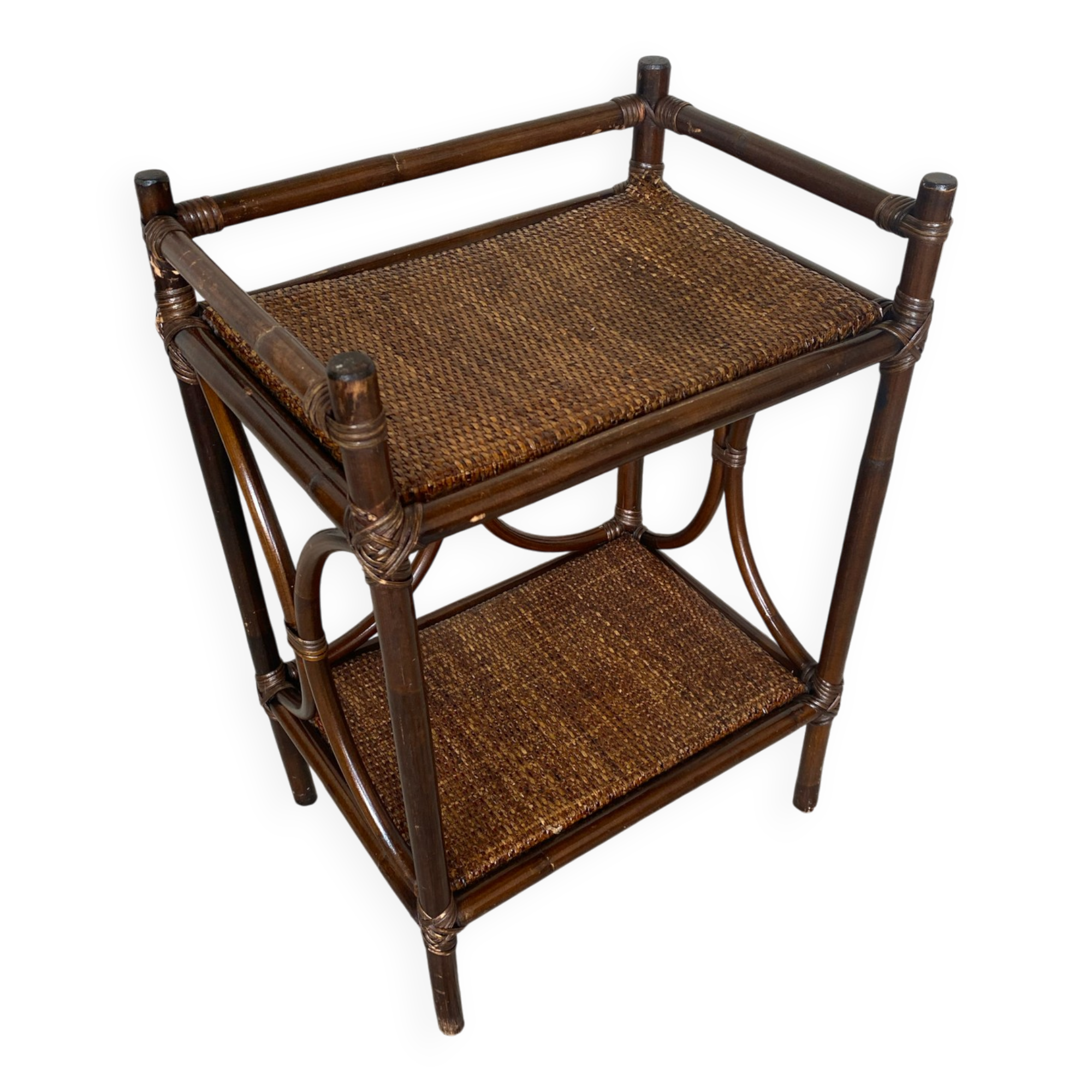 Vintage Rattan Bedside Table #E092