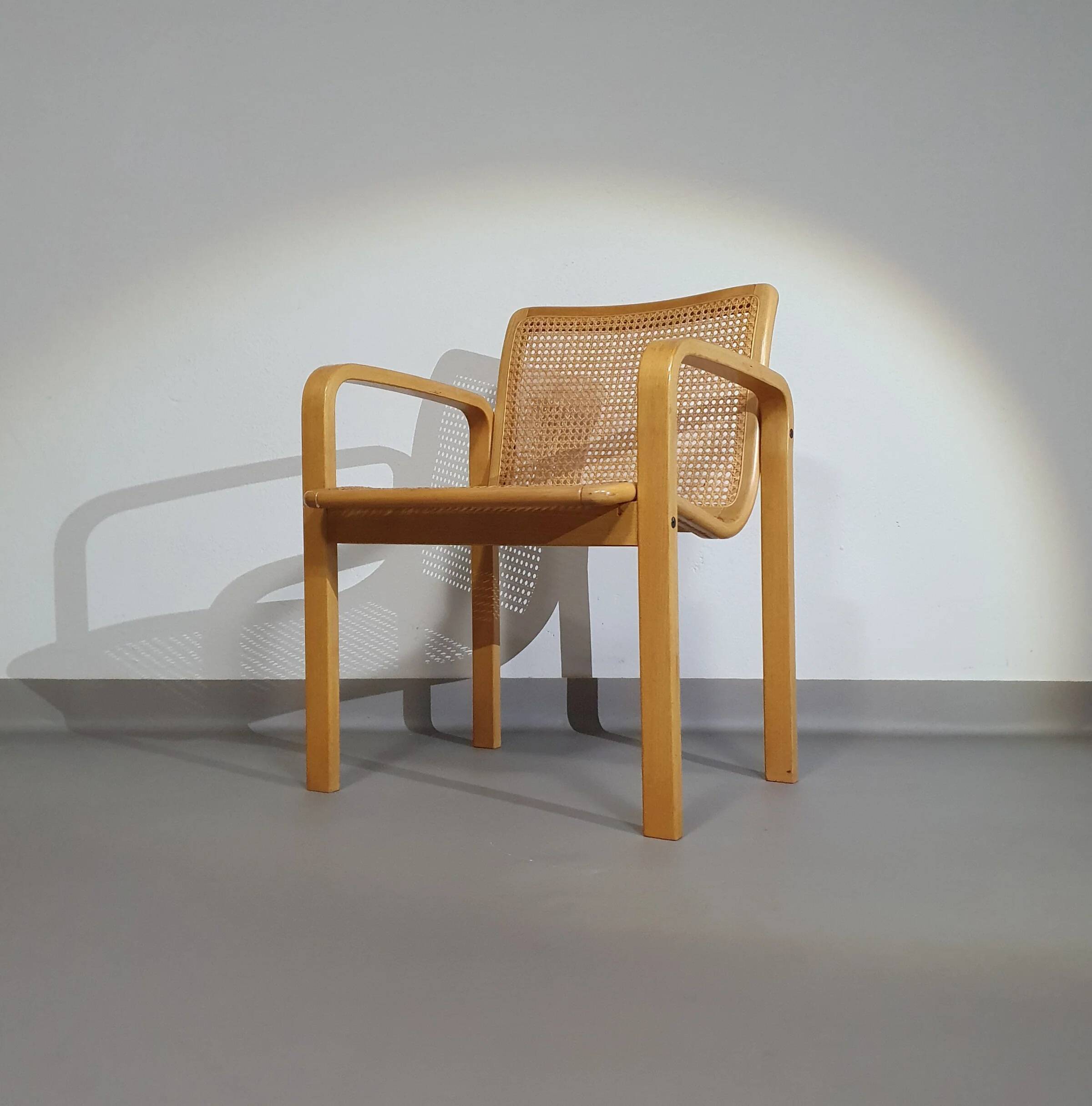 Beech wood and webbing side chair by Olivo Pietro, Italy, 1970s