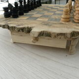 Olive wood chess games rustic finish handmade chessboard with drawer gift idea