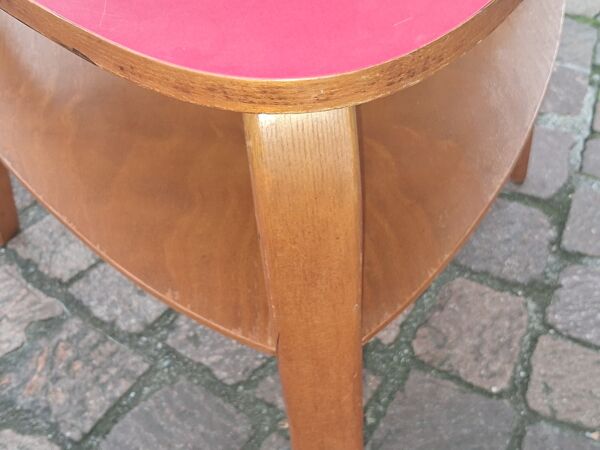 Table de salon tripode double plateaux Hugues Steiner Bow Wood