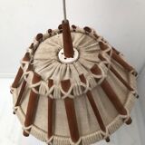 Hanging lamp in linen wood and wool