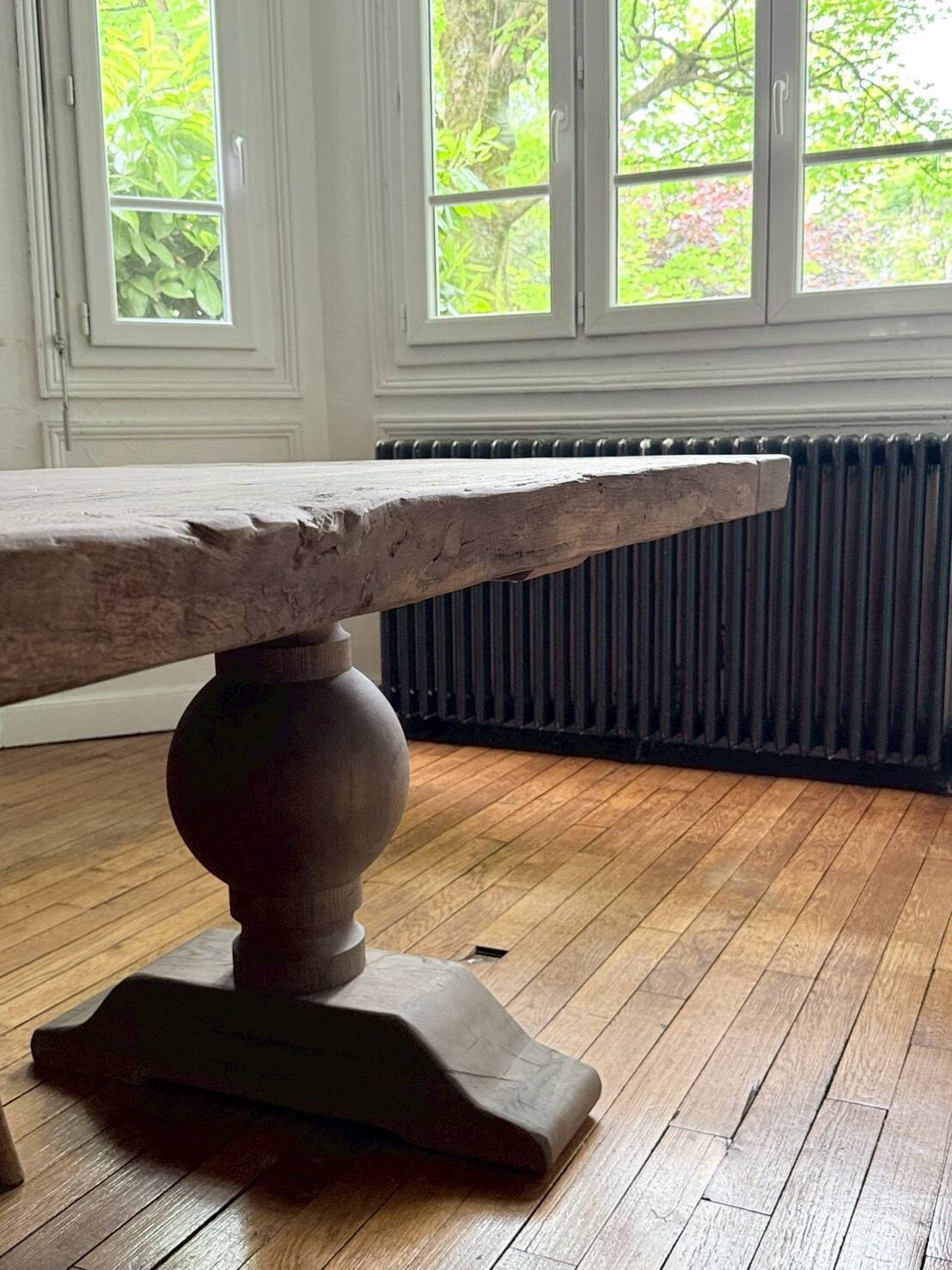 Monastery table - sun - in solid old oak - length 375 cm