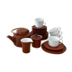 Tea service terracotta for 6 persons, vintage porcelain, 60's
