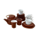Tea service terracotta for 6 persons, vintage porcelain, 60's