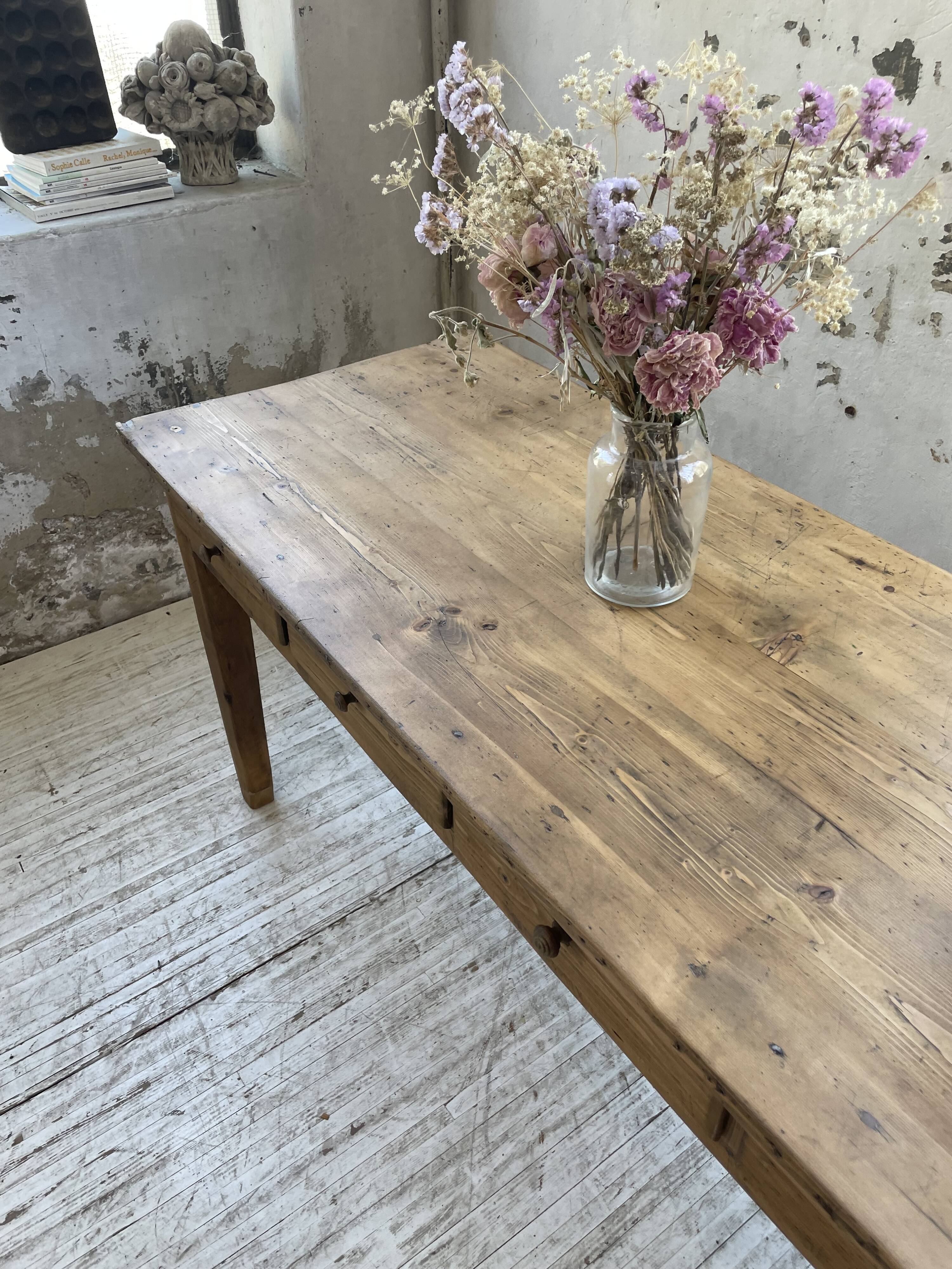 Farmhouse table pine multi-drawers