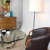 Table basse verre et chrome de roger spunger pour dunbar 1960 us