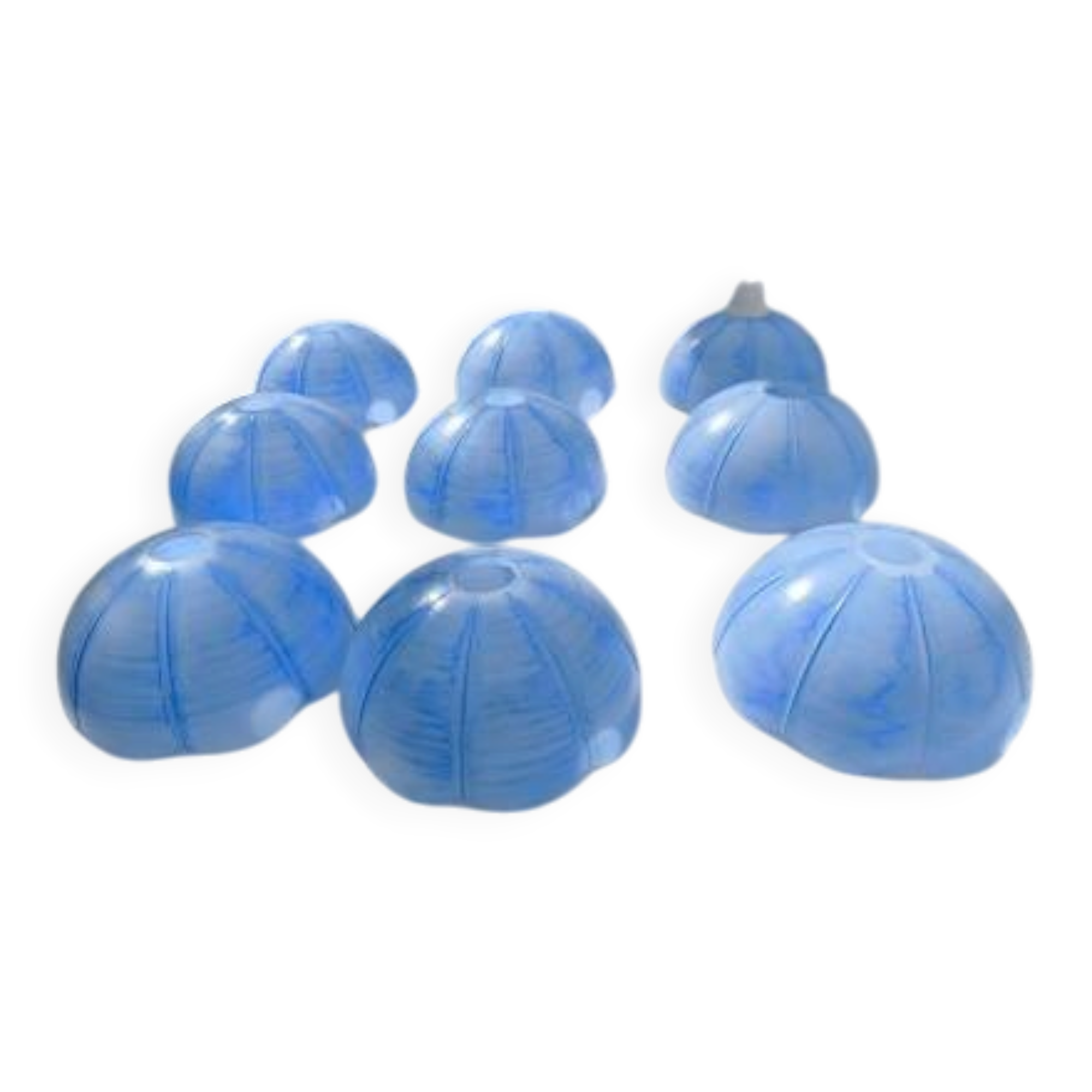 Set of 9 vintage blue opaline glass pendants