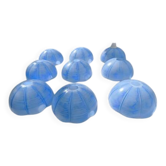 Set of 9 vintage blue opaline glass pendants