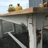 Farmhouse table with its two benches