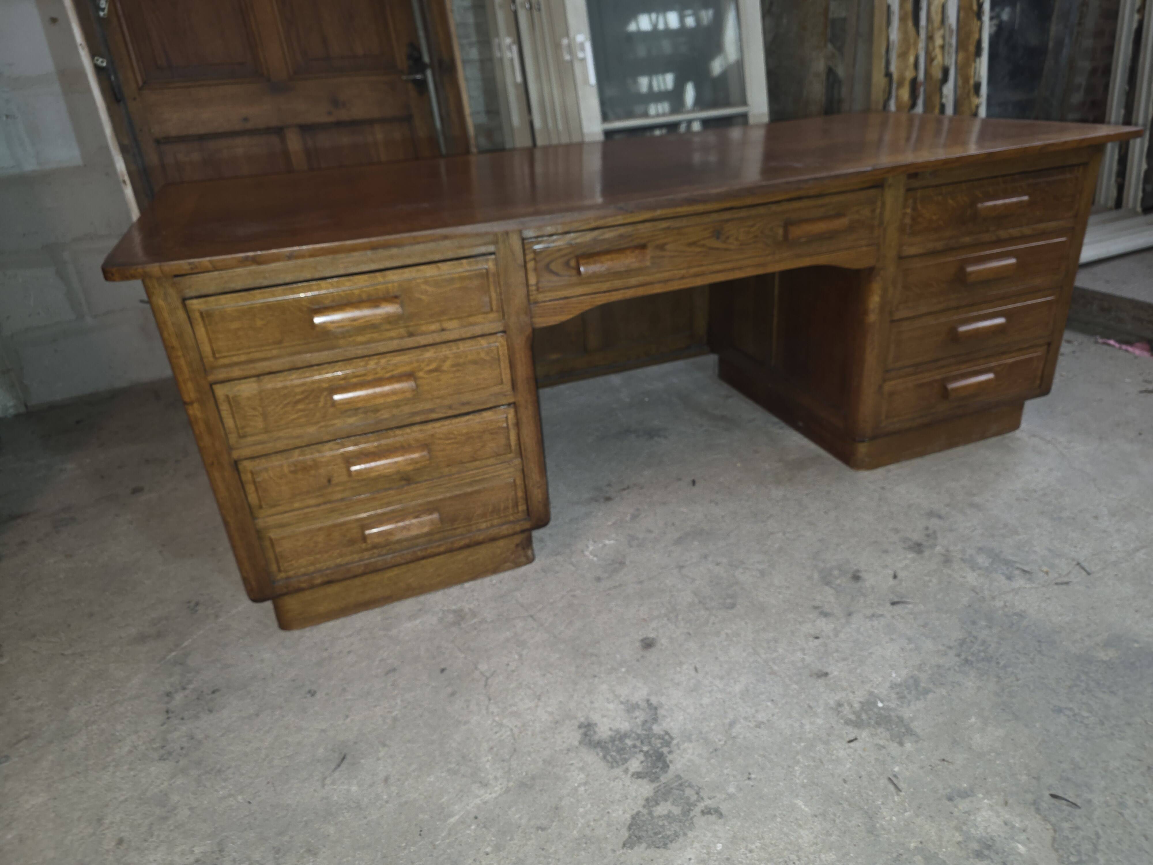 Bureau ministre XXL en chêne , 220 × 95 cm