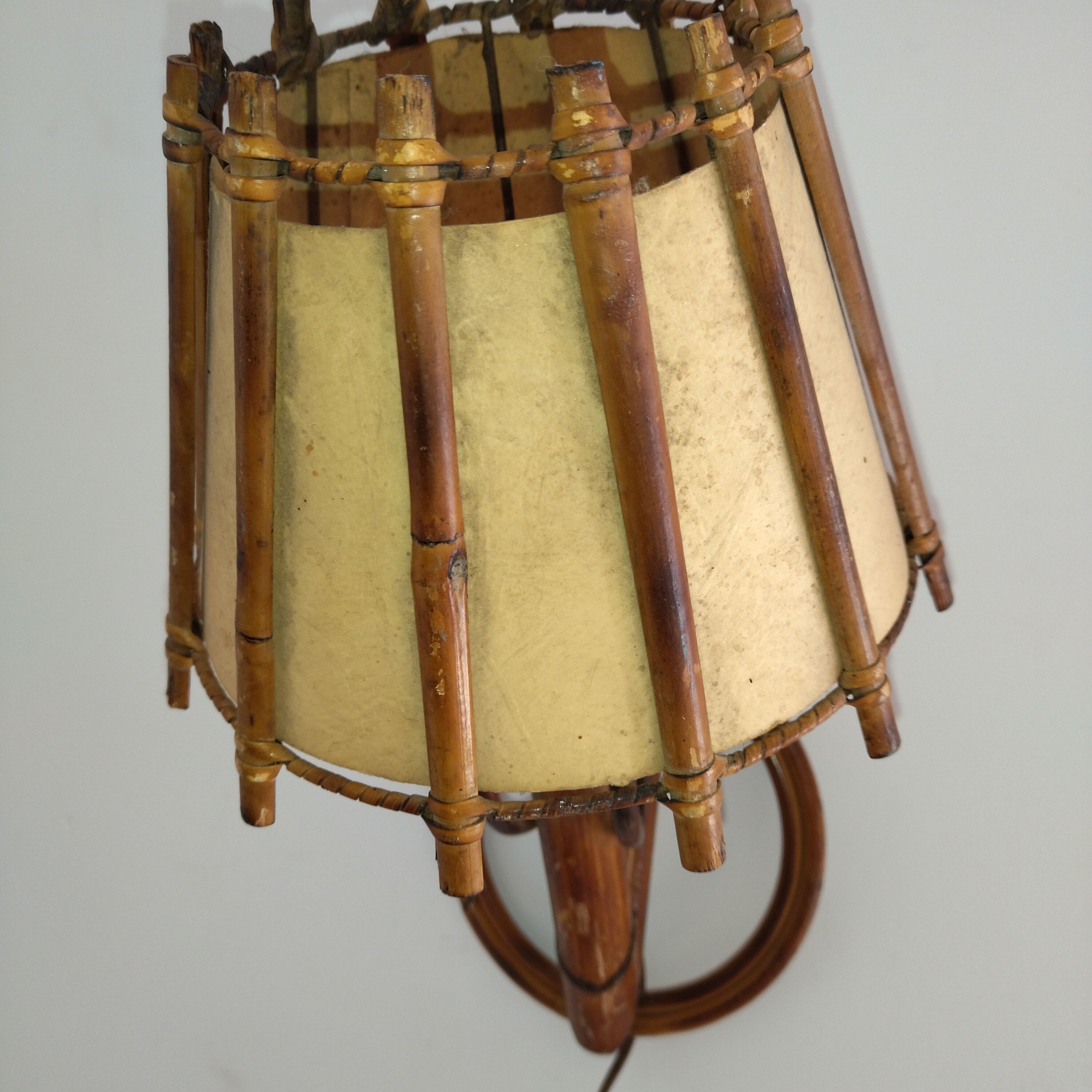 Rattan wall lamp 50s sognot 50's rattan wall light