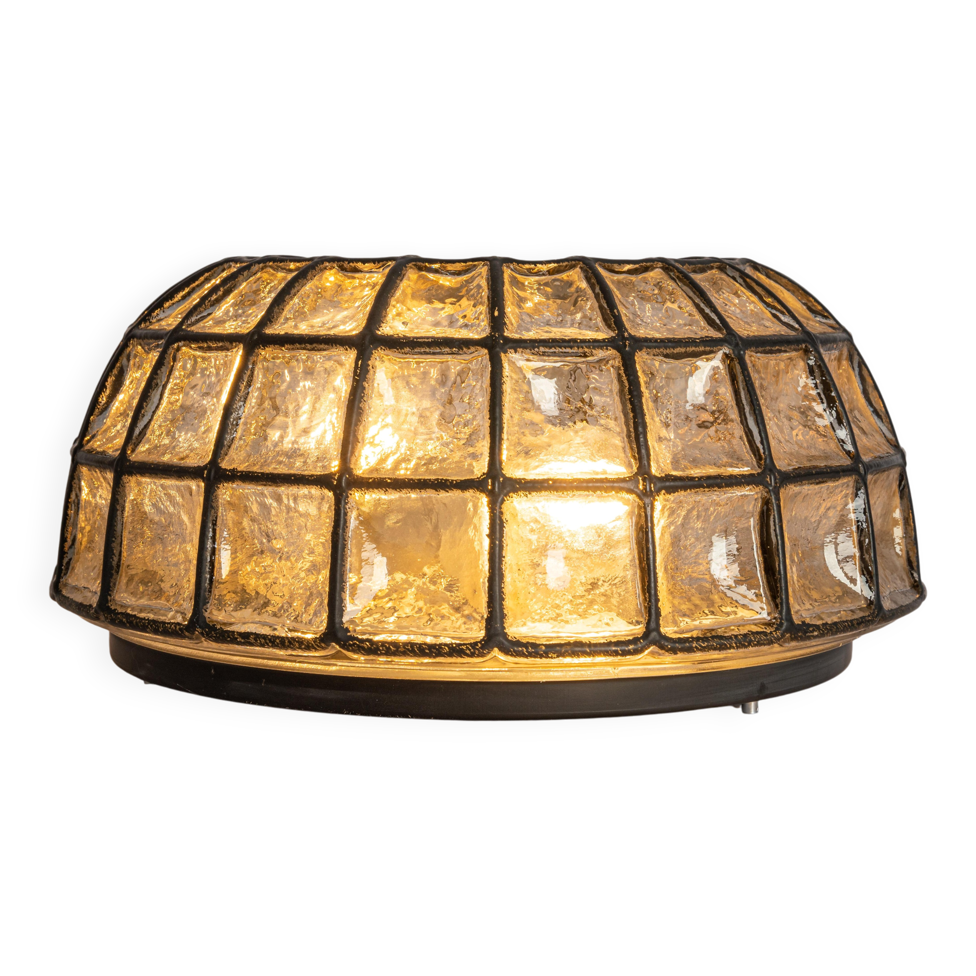 Ceiling lights in iron and clear glass by Limburg, Germany, 1960s.