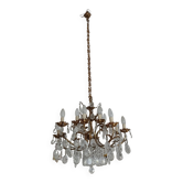 Chandelier with 8 brass and glass branches - gold