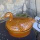 Duck, slip, glazed ceramic terrine, brown, vintage