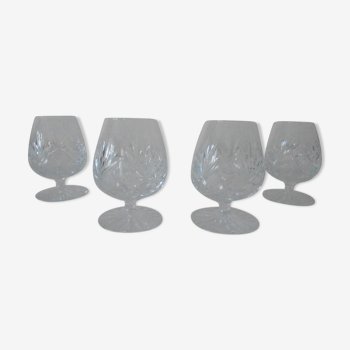 Lot 4 verres à cognac en cristal ciselé