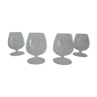 Lot 4 verres à cognac en cristal ciselé