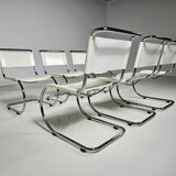 Set of 6 white cantilever dining chairs MR10 by Mies van der Rohe for Thonet, 1980s.