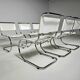 Set of 6 white cantilever dining chairs MR10 by Mies van der Rohe for Thonet, 1980s.