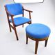 Scandinavian style armchair + velvet footrest
