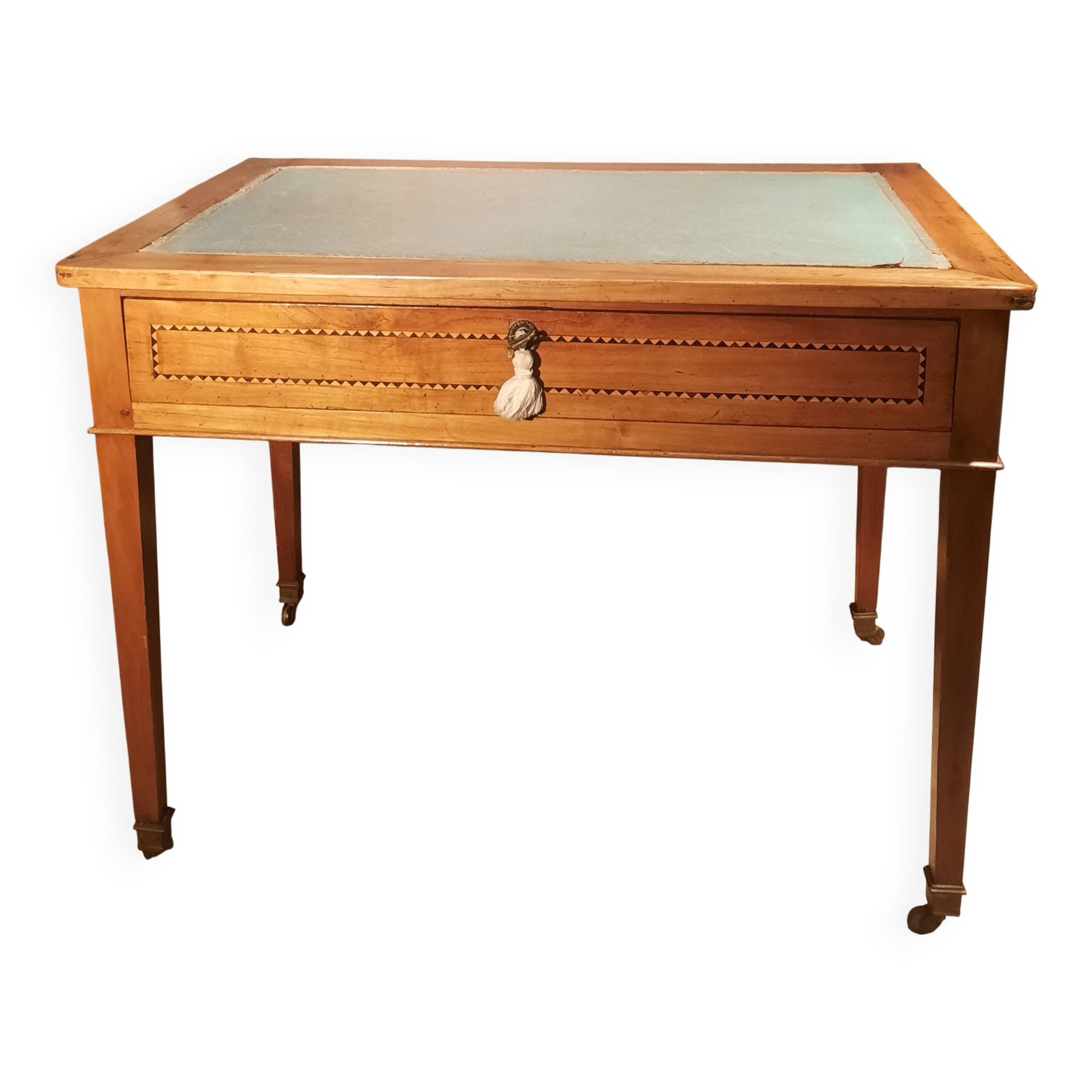 Yellow wooden writing table
