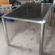 Dining table in chromed steel and smoked glass top, 1969