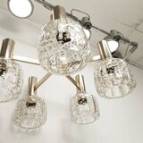 5-branch chandelier in gold and blown glass with gold sequins, 1960