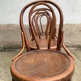 4 bistro chairs in curved wood N° 18 of the 1920s 1930s wooden seat
