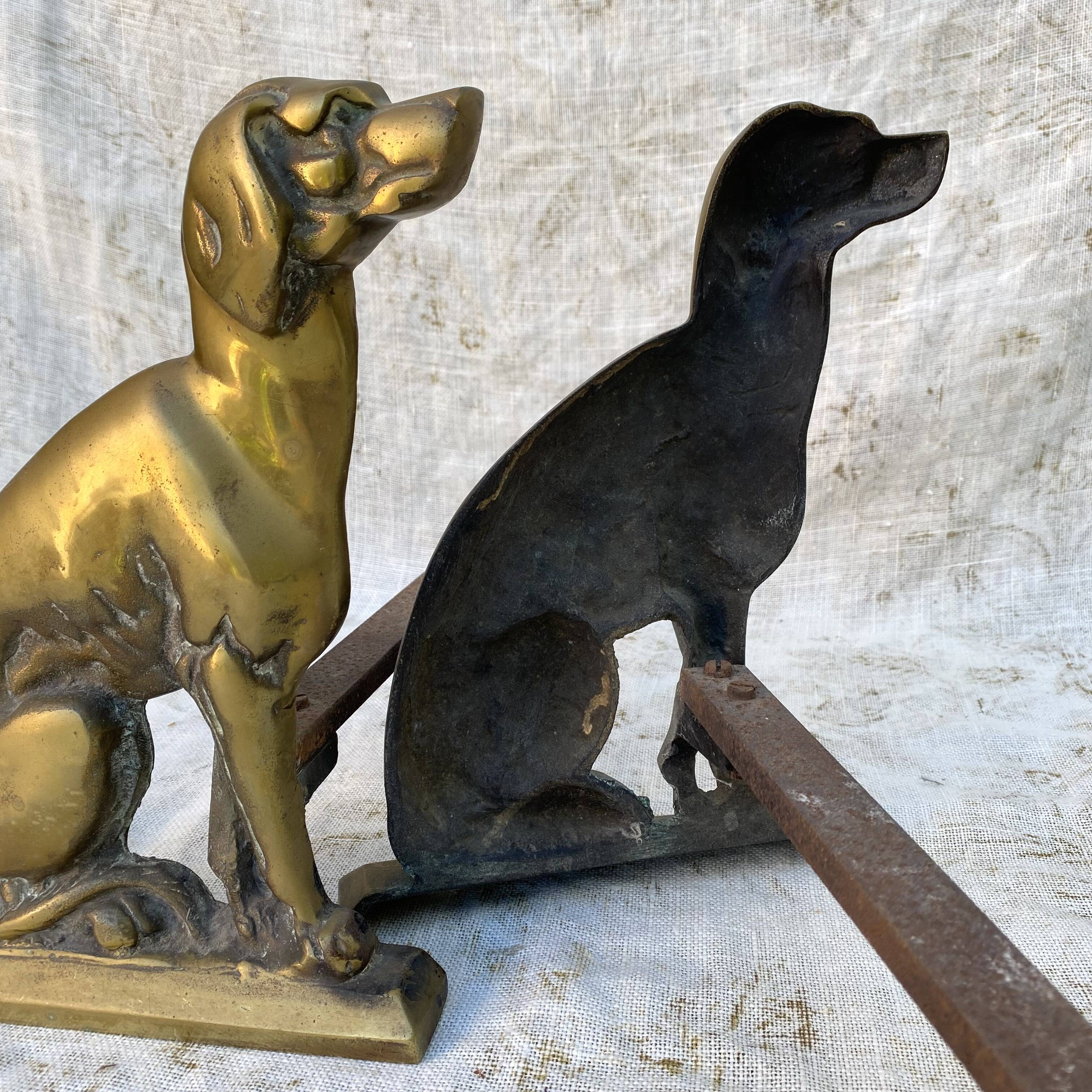 Pair of brass dog andirons