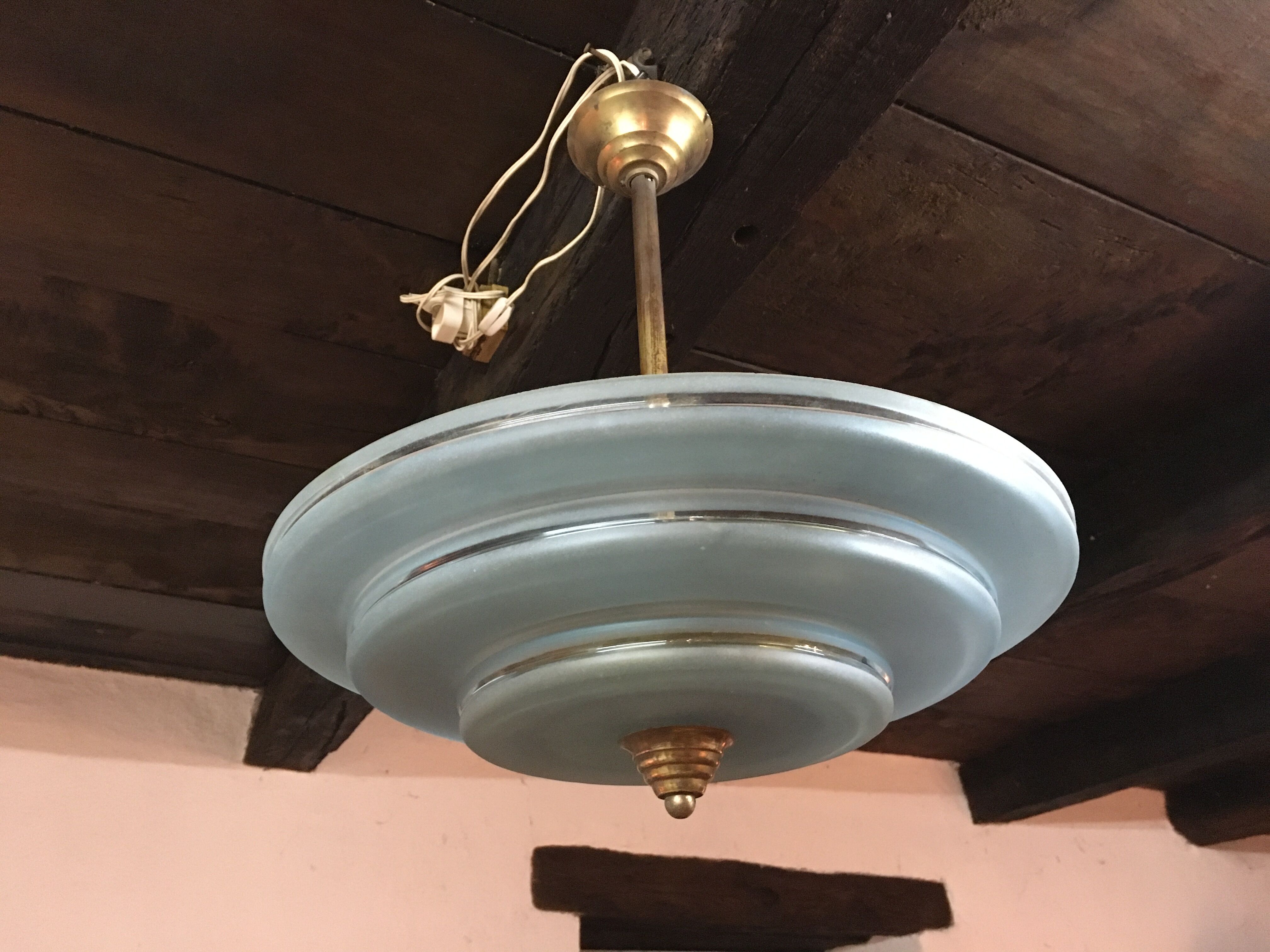 Art Deco pendant lamp in glass period 1930 1940